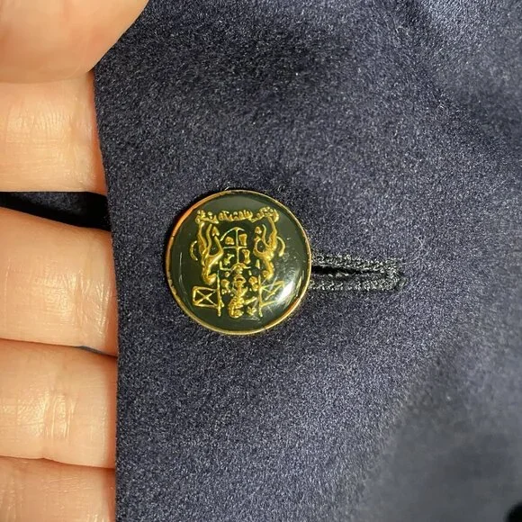 Canali Loro Piana Wool & Cashmere Navy Blazer 46R 46L Crest Buttons Sport Coat